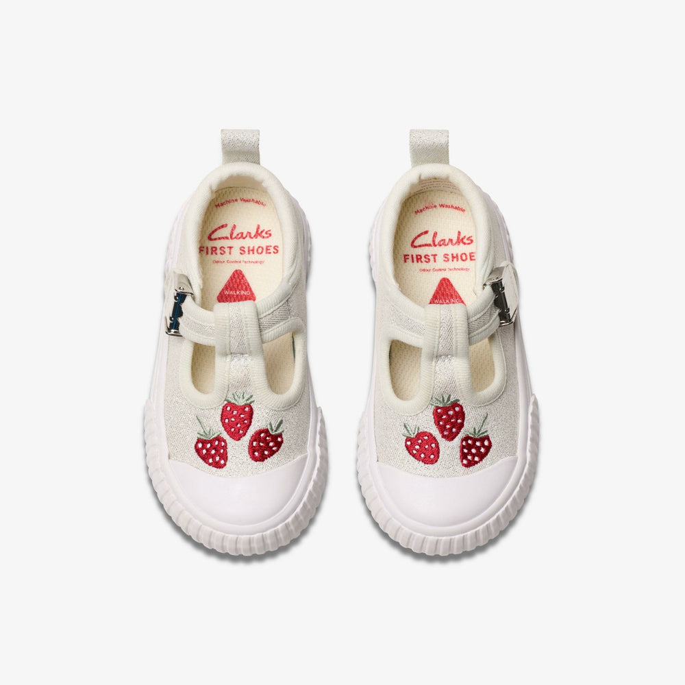 Foxing Berry Toddler Silver Fabric | Clarks US