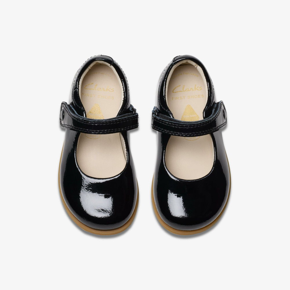 Drew Tap Toddler Black Patent | Clarks Sale
