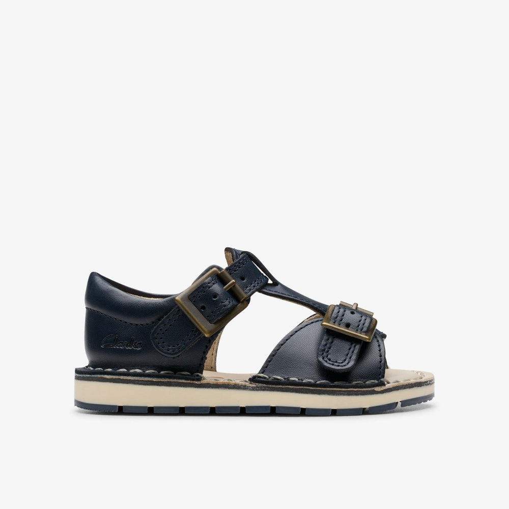 Playsun Toddler Navy Leather | Clarks