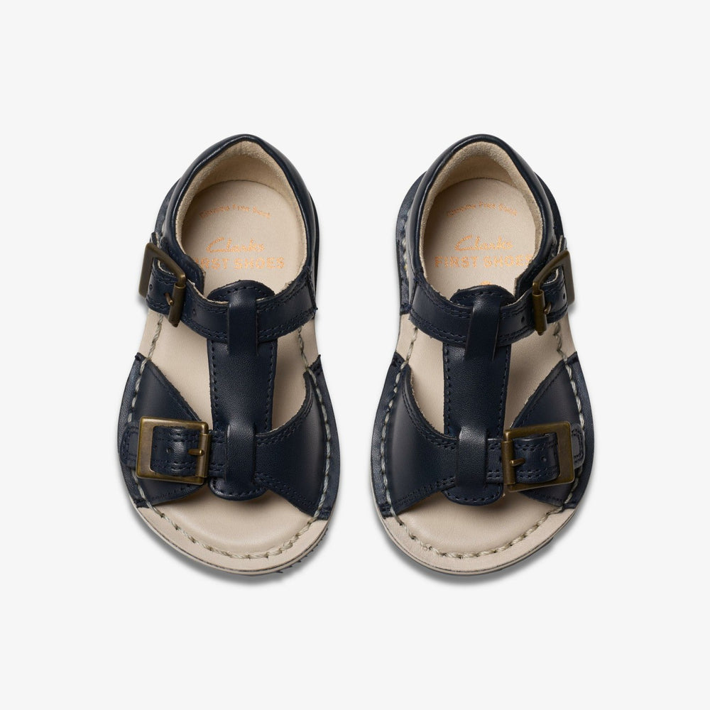 Playsun Toddler Navy Leather | Clarks