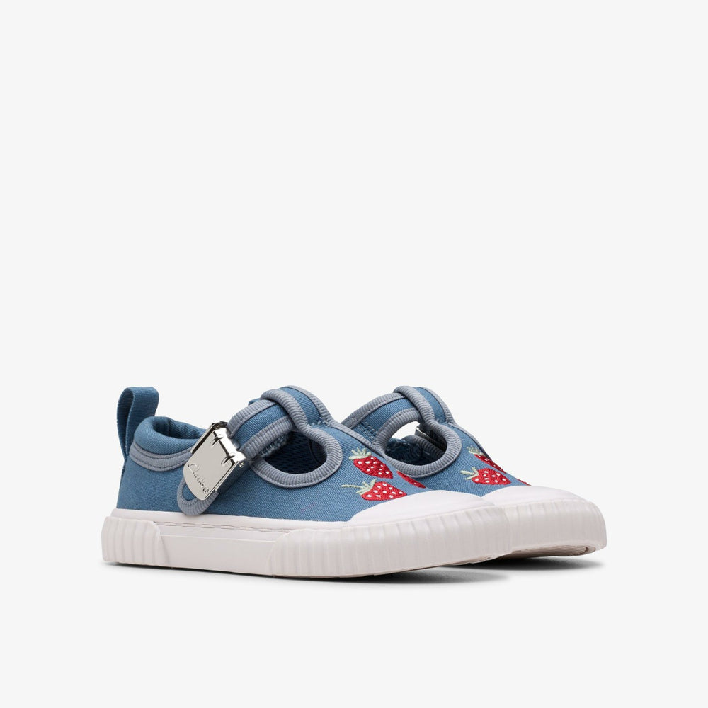 Foxing Berry Toddler Blue Canvas | Clarks For Sale