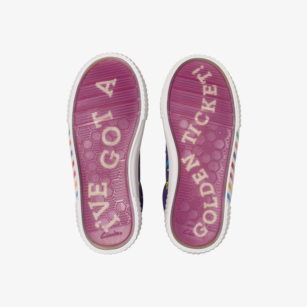 Roald Dahl Charlie & the Chocolate Factory Foxing Mix Kid Purple Canvas | Clarks Discount