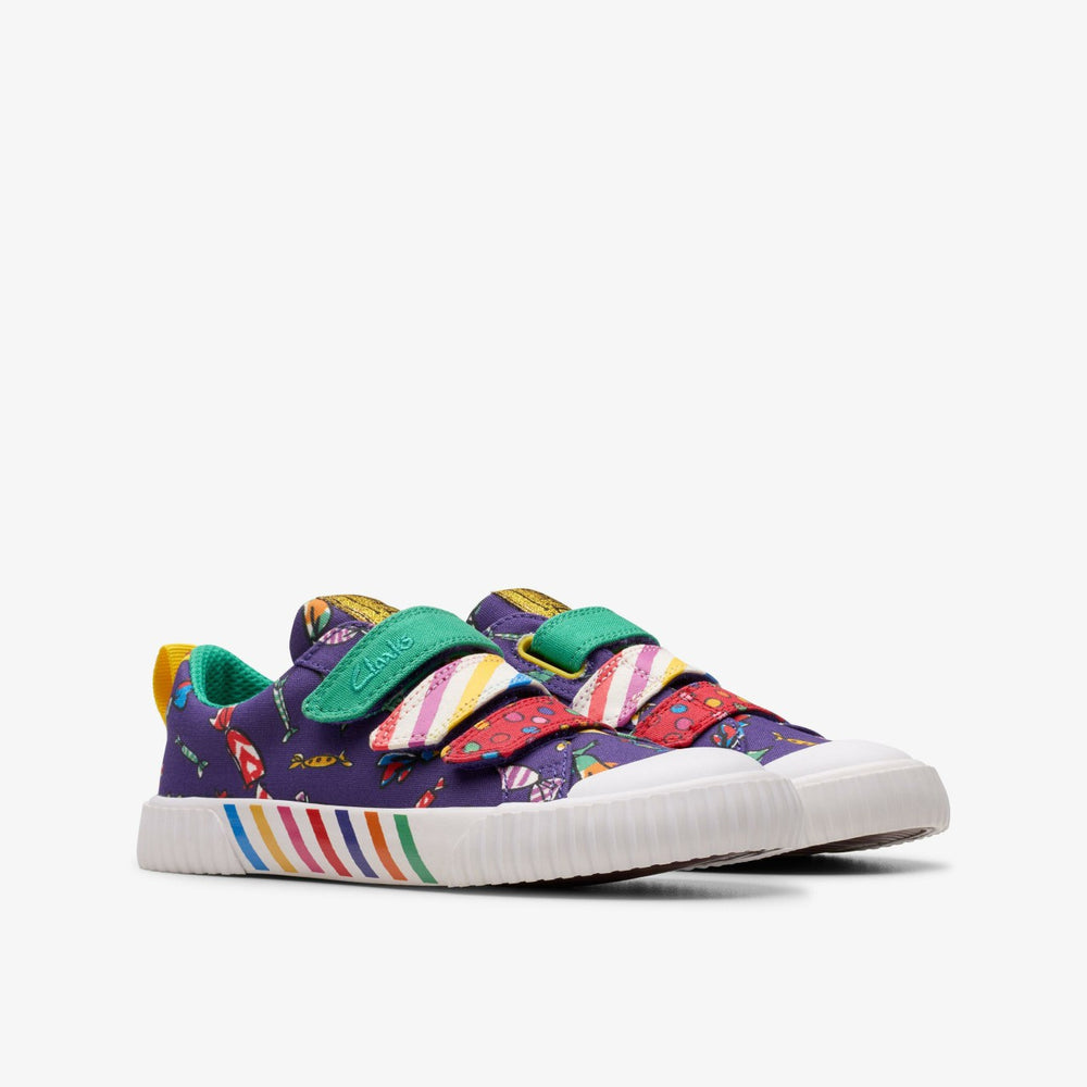 Roald Dahl Charlie & the Chocolate Factory Foxing Mix Kid Purple Canvas | Clarks Discount