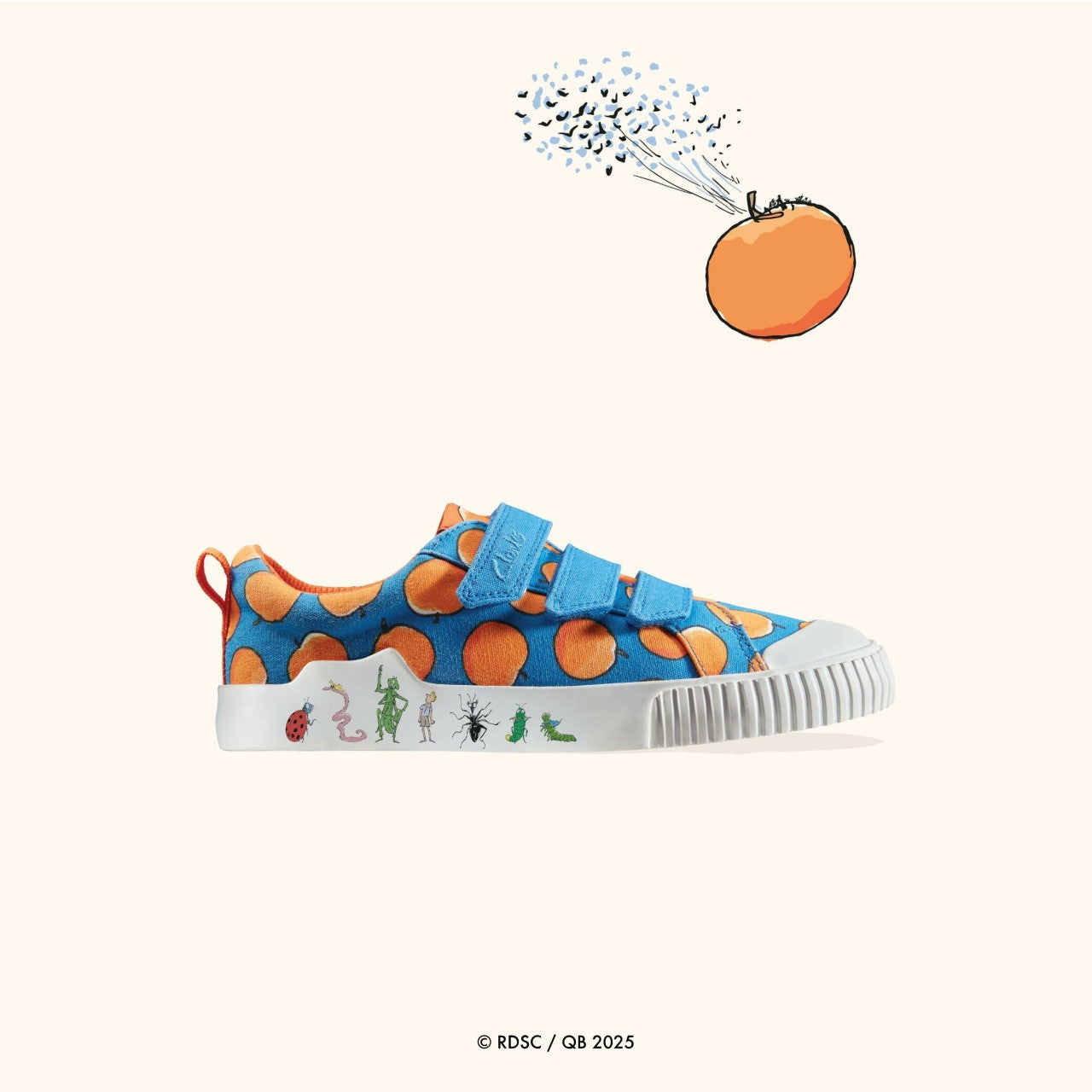 Roald Dahl James & the Giant Peach Foxing Air Kid Blue Canvas | Clarks