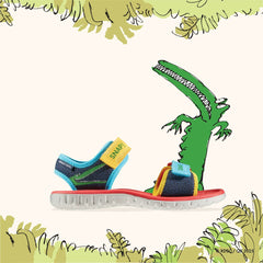Roald Dahl The Enormous Crocodile Surfing Ace Kid Navy Print | Clarks