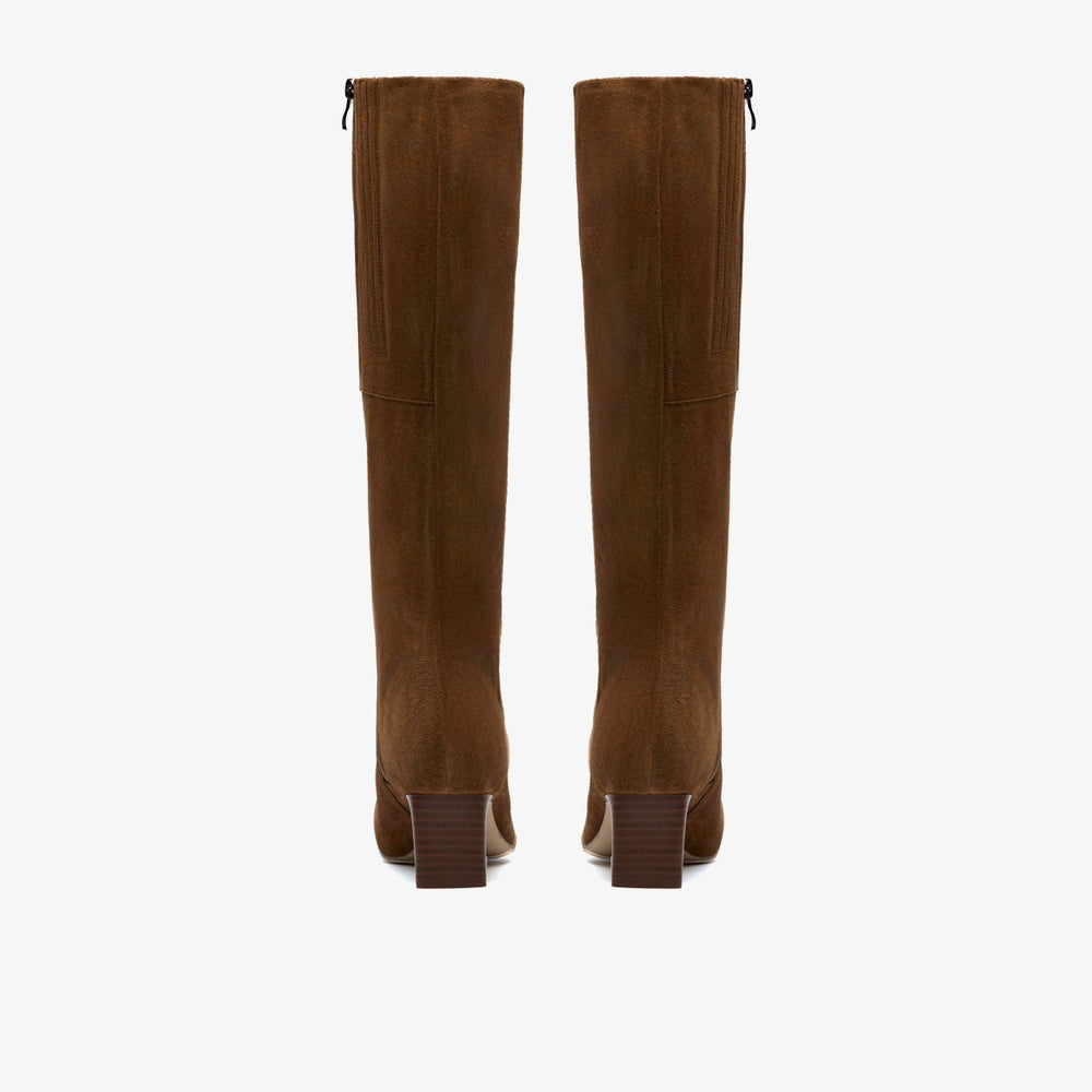 Edina Tall Walnut Suede | Clarks Discount