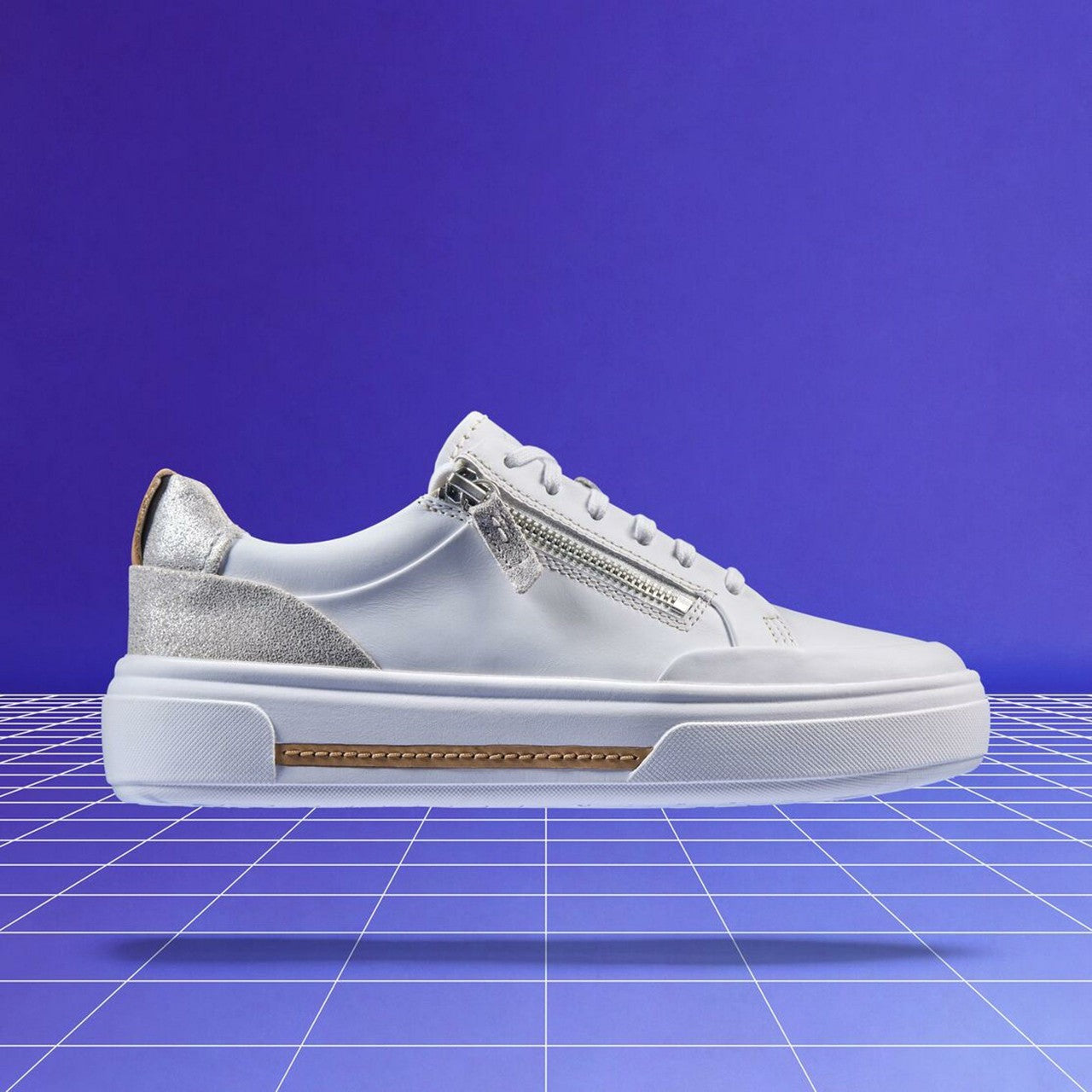 Hollyhock Zip Silver Combination Leather | Clarks