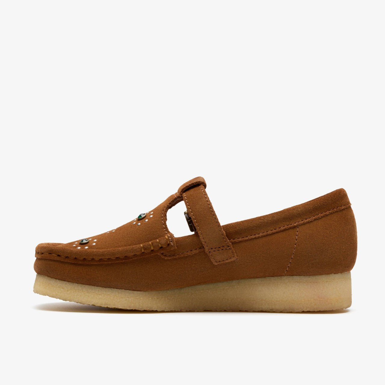 Wallabee T Bar Brown/Orange Suede | Clarks