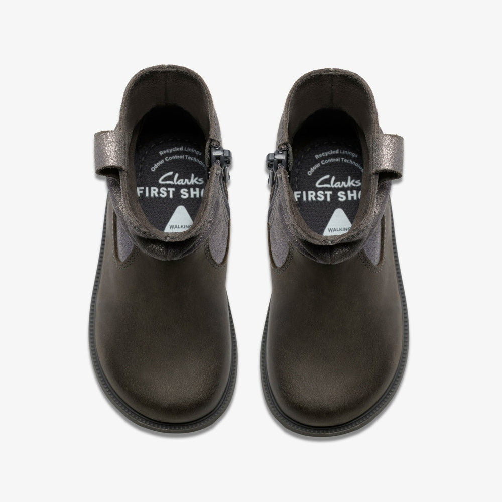 Oaklyn Top Toddler Pewter Suede | Clarks