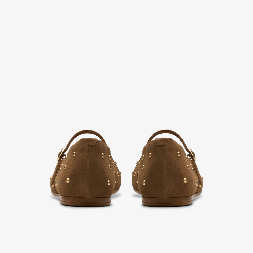 Livia Stud Walnut Suede | Clarks Discount
