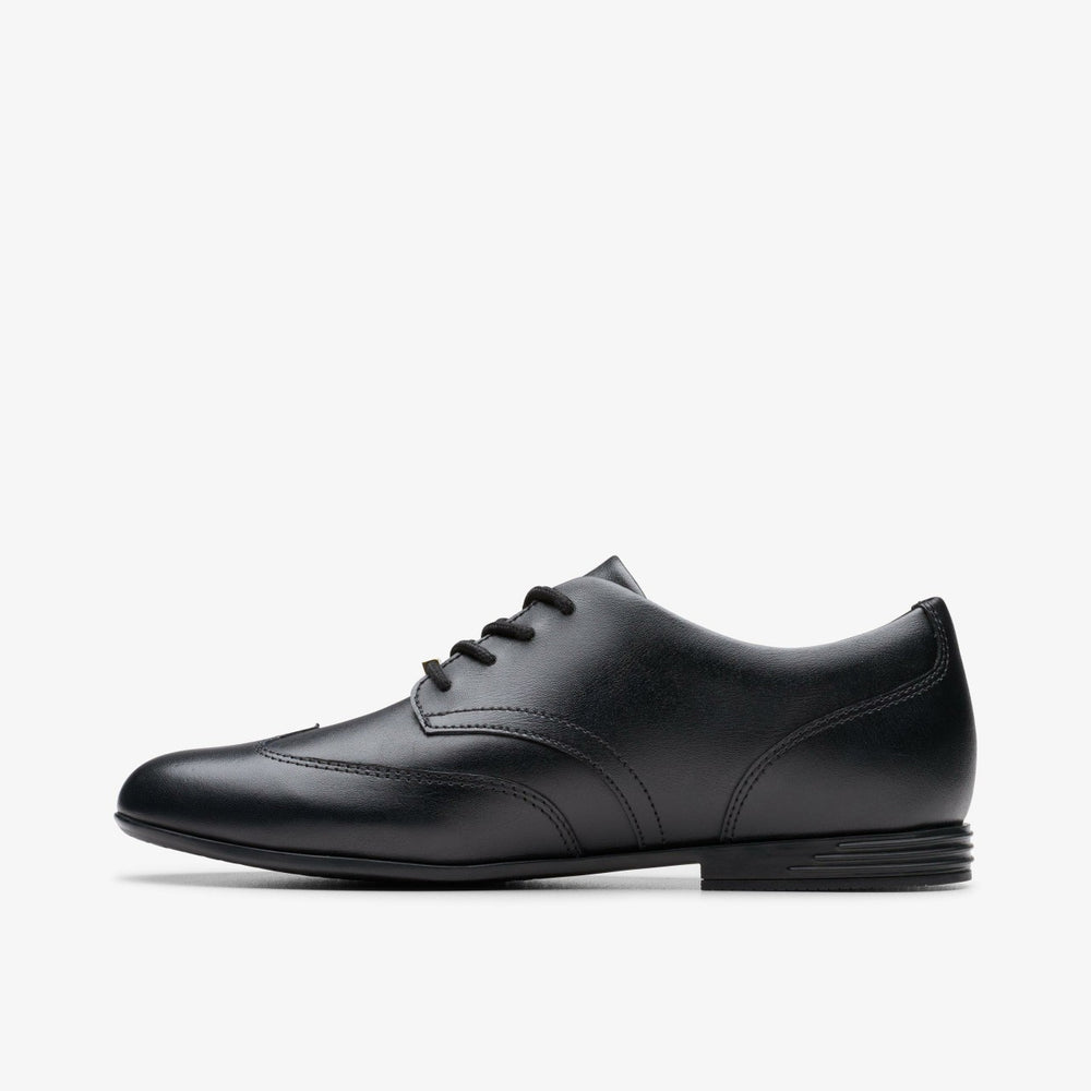 Finja Wing Youth Black Leather | Clarks For Sale