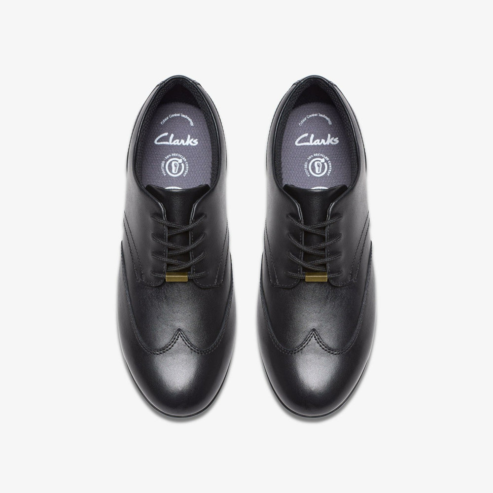 Finja Wing Youth Black Leather | Clarks For Sale