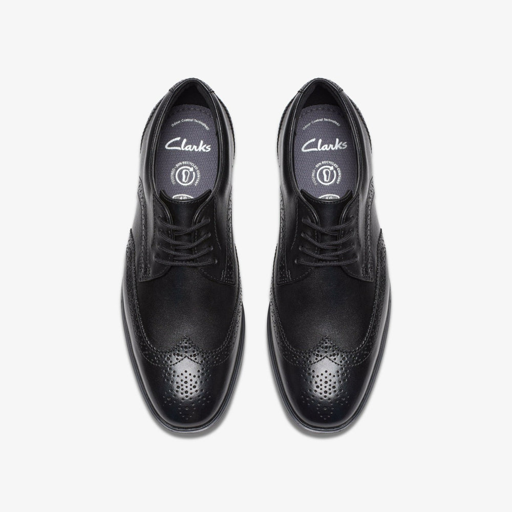 Jonwin Wing Youth Black Leather | Clarks For Sale
