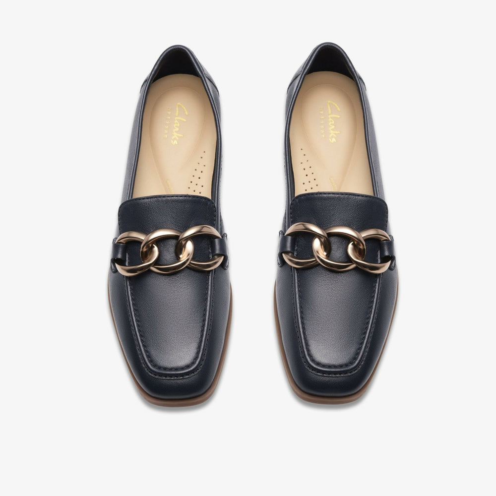 Sarafyna Iris Navy Leather | Clarks For Sale