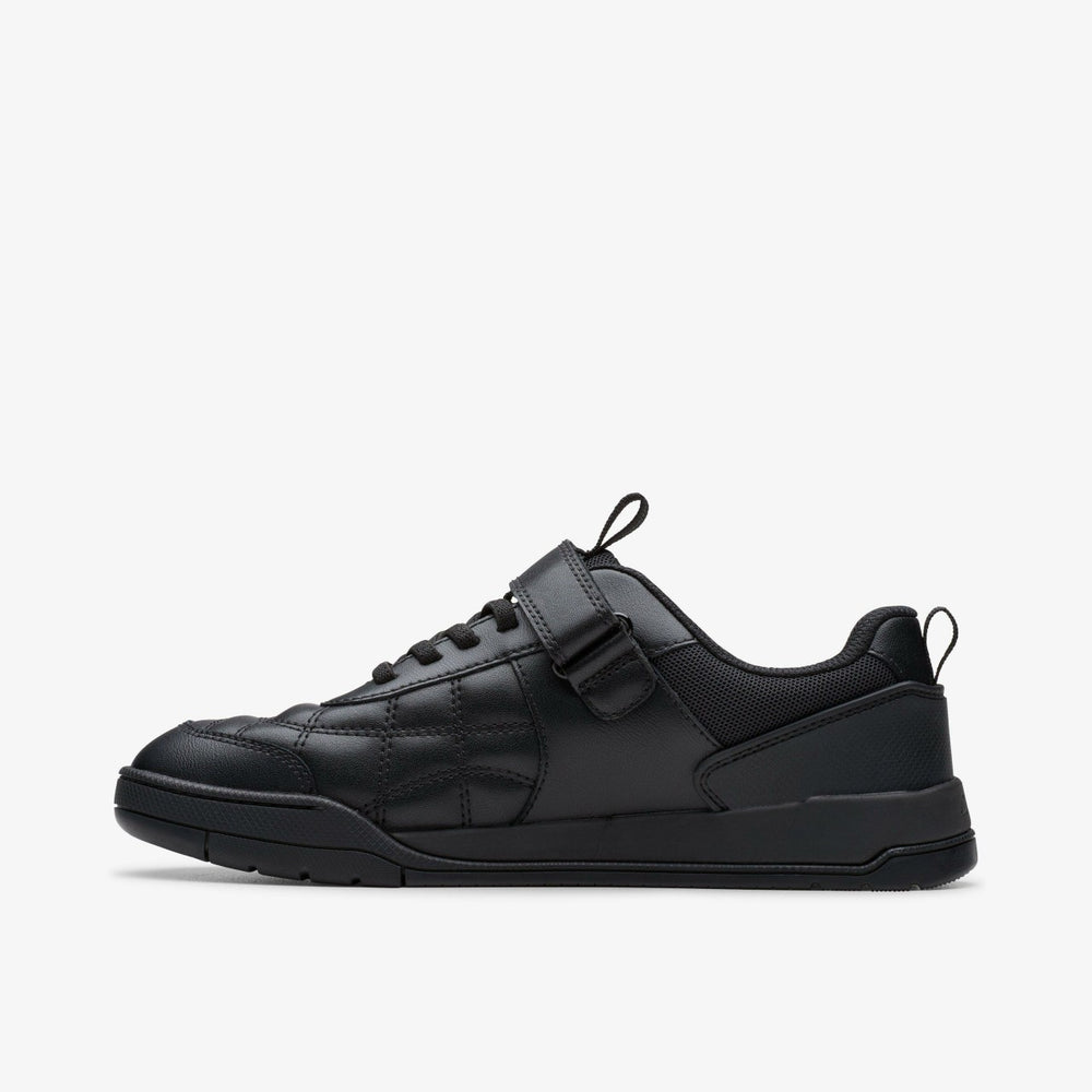 Laser Cross Youth Black Leather | Clarks US