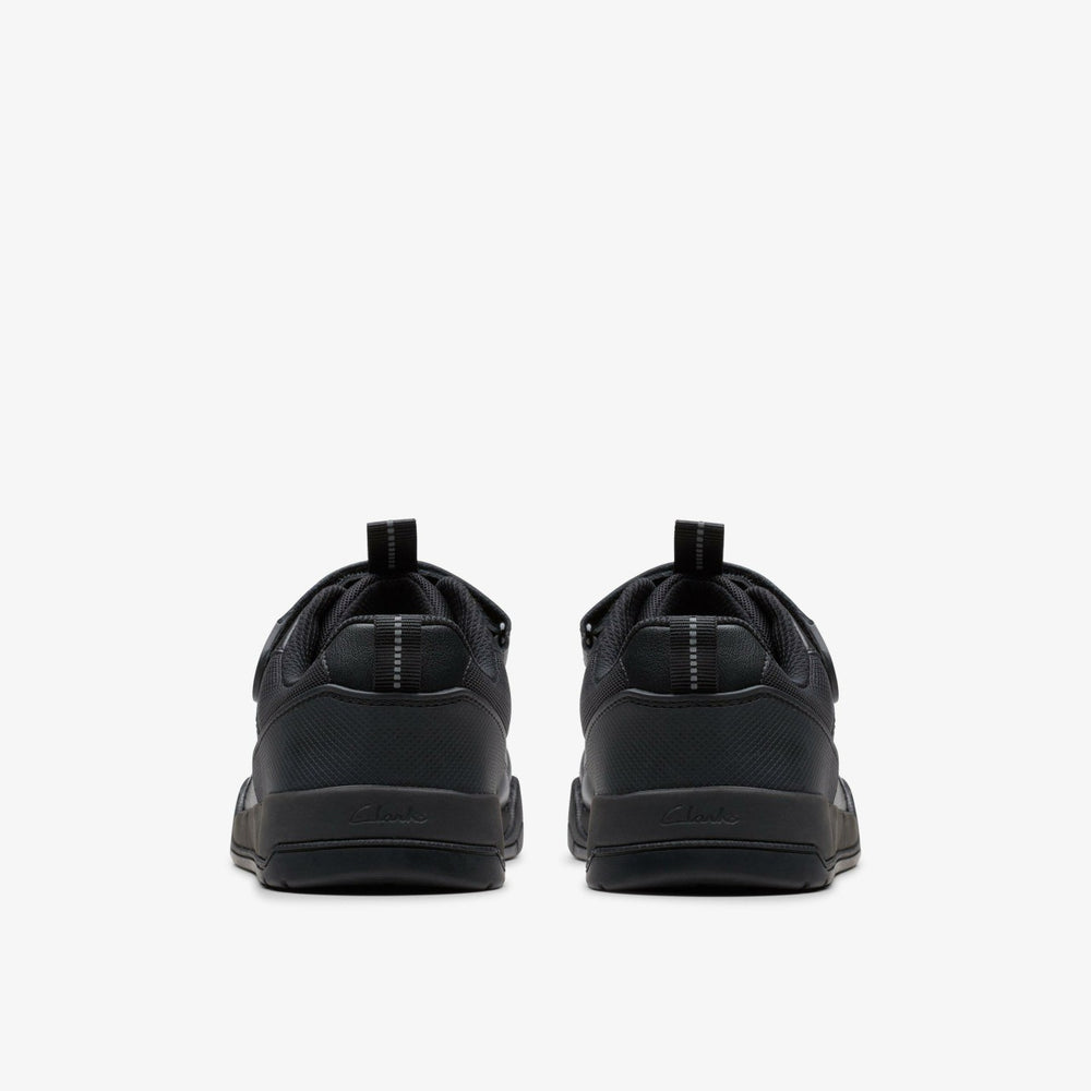 Laser Cross Youth Black Leather | Clarks US