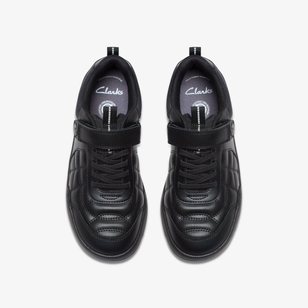 Laser Cross Youth Black Leather | Clarks US