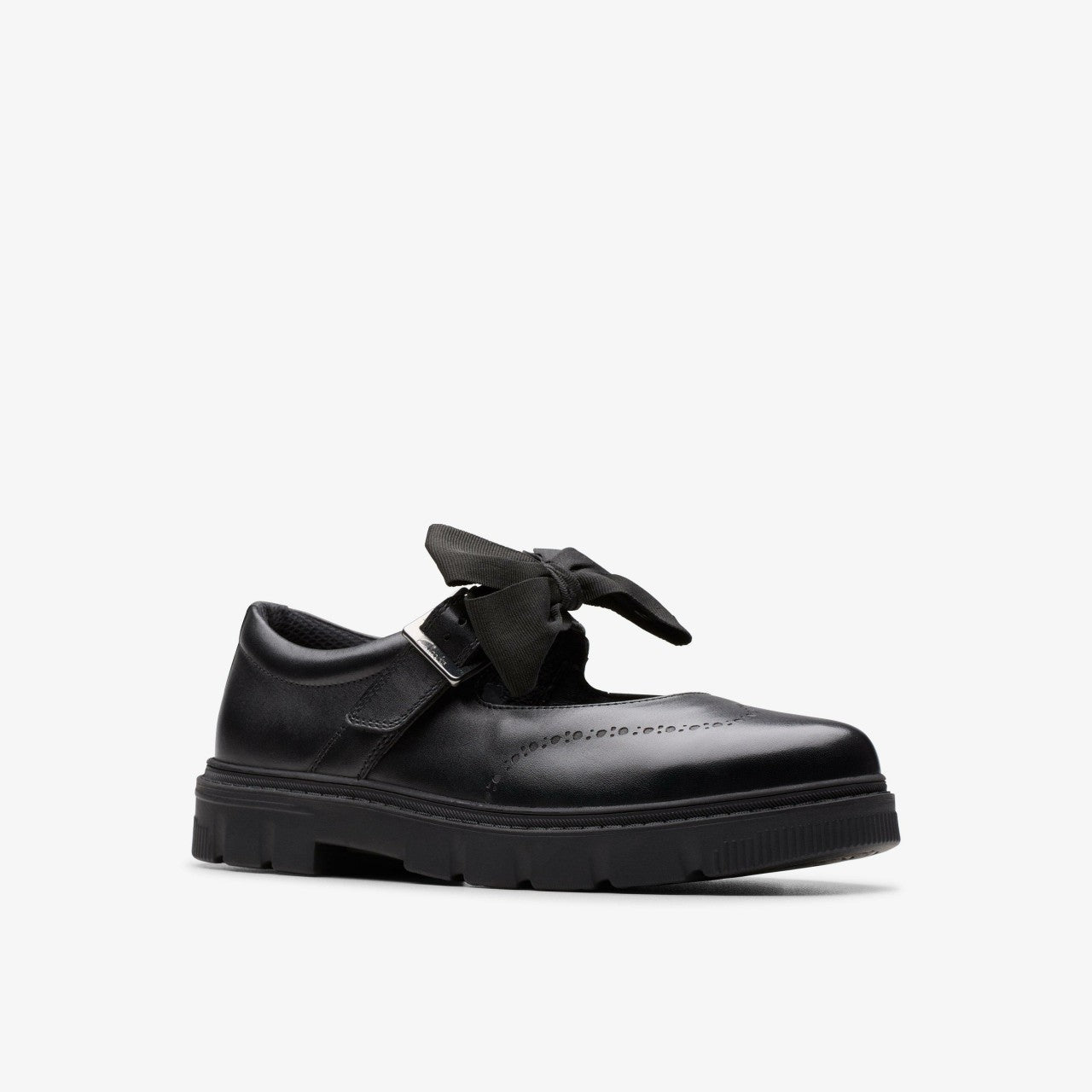 Lorcam Jane Youth Black Leather | Clarks Sale