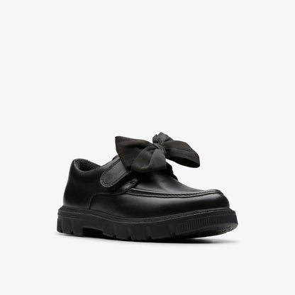 Lorcam Bow Kid Black Leather | Clarks Sale