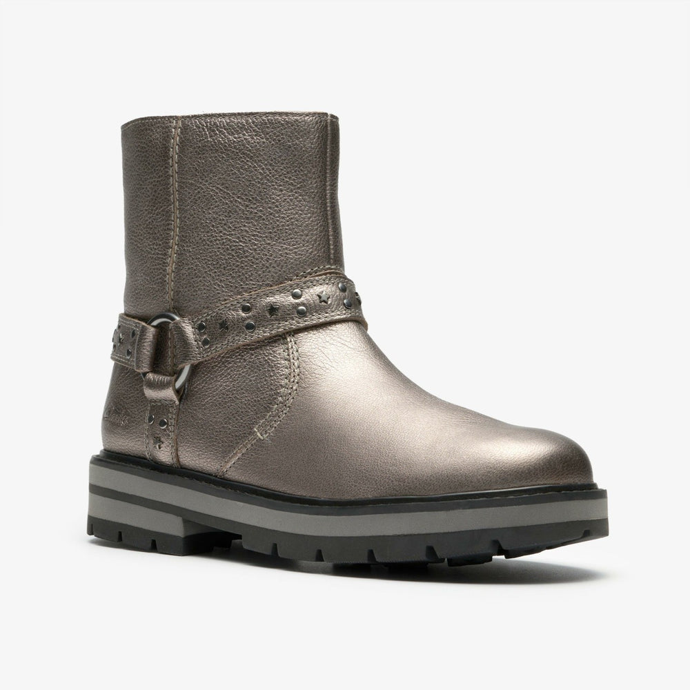Prague Shine Kid Pewter Metallic | Clarks US