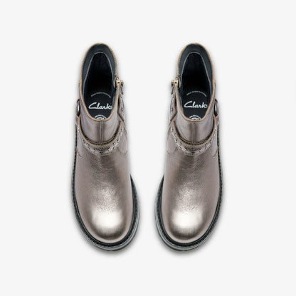 Prague Shine Kid Pewter Metallic | Clarks US