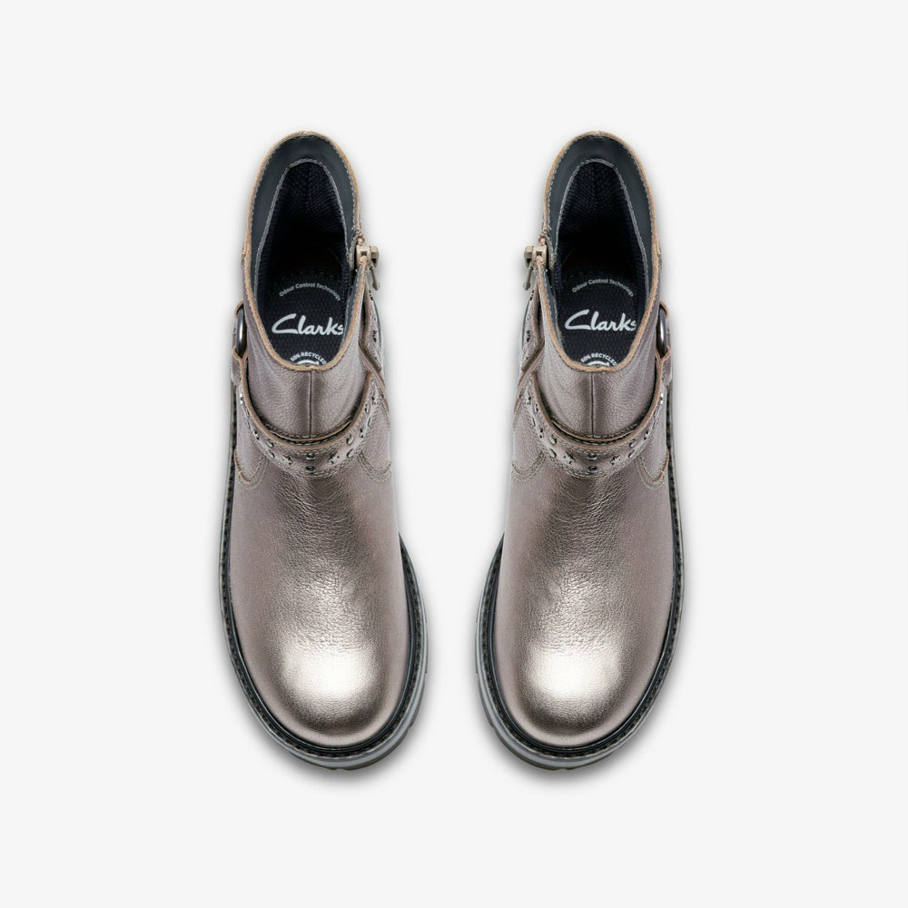 Prague Shine Kid Pewter Metallic | Clarks US