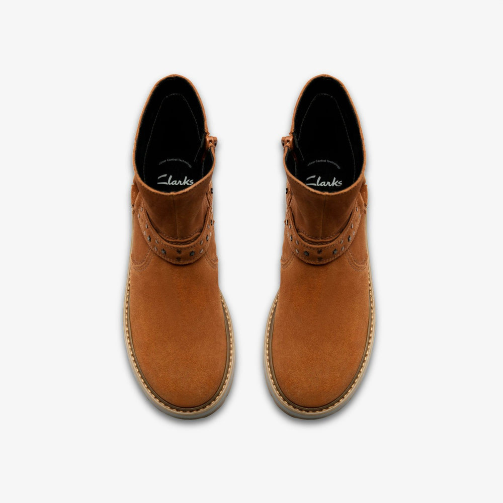 Prague Shine Kid Tan Suede | Clarks