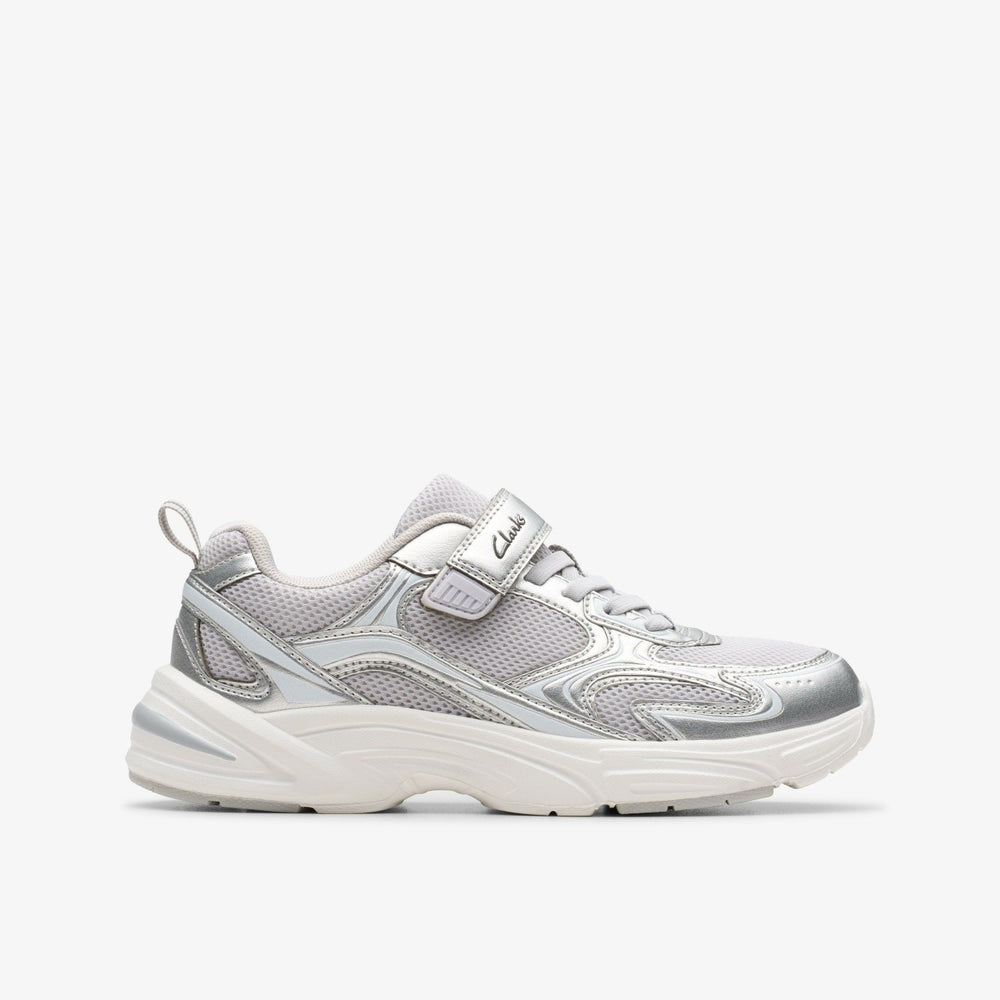 Crafton Move Kid Silver Metallic | Clarks Sale