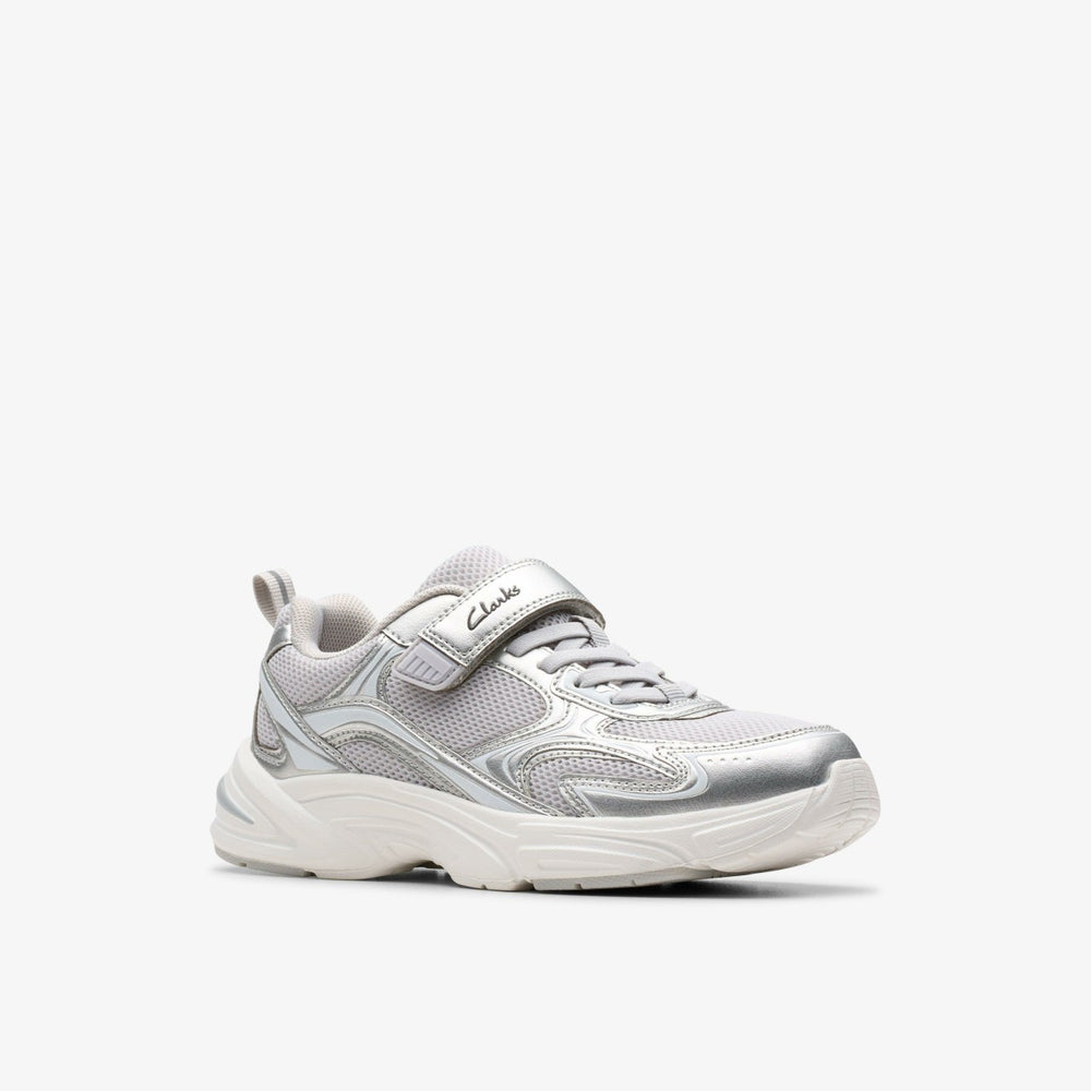Crafton Move Kid Silver Metallic | Clarks Sale