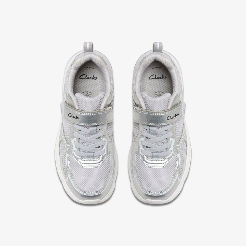 Crafton Move Kid Silver Metallic | Clarks Sale