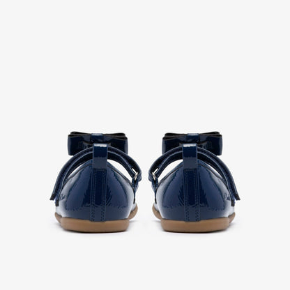 Charm Bow Kid Navy Patent | Clarks Onsale