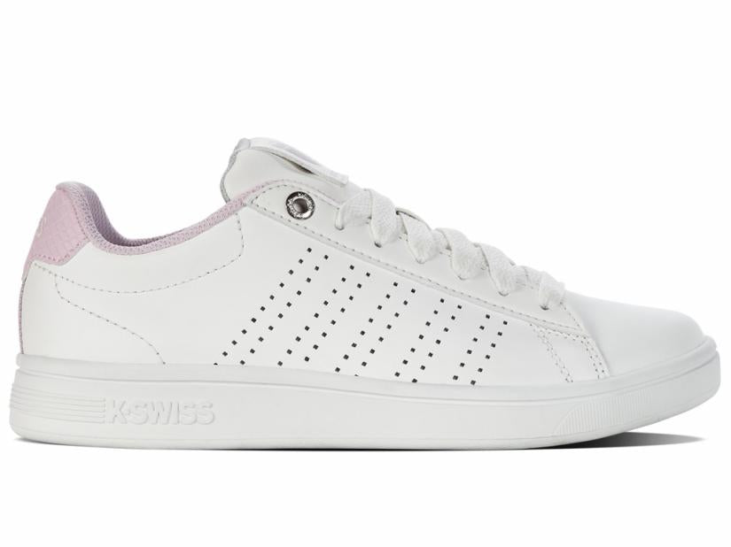 K-Swiss BASE COURT Brilliant White/lilac Snow/gray Violet | Women Lifestyle