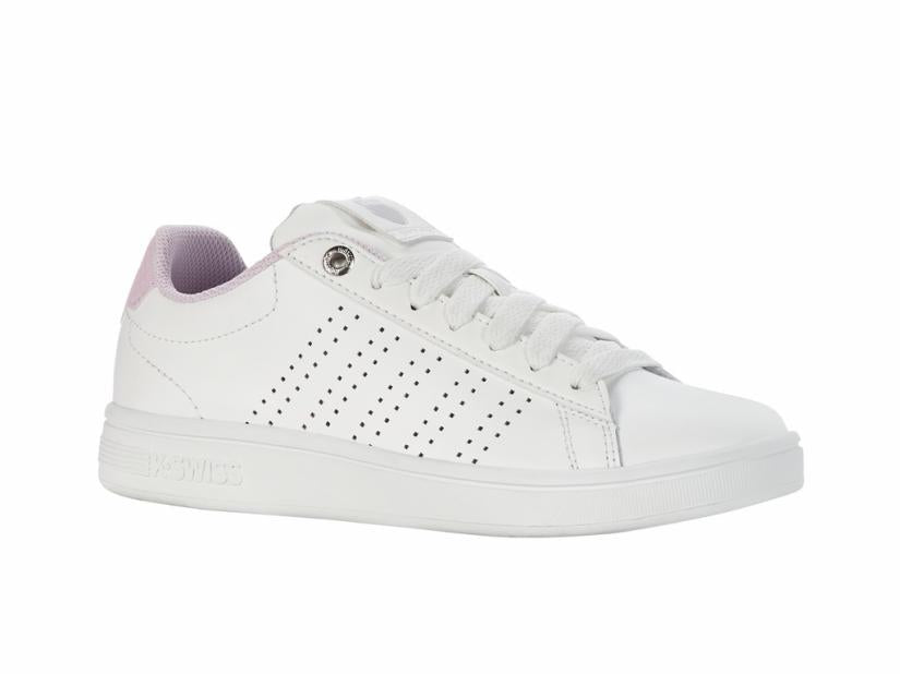 K-Swiss BASE COURT Brilliant White/lilac Snow/gray Violet | Women Lifestyle