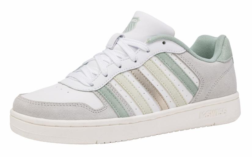 K-Swiss COURT PALISADES White-canary Green-frosty Green-champagne Gold | Kids Teens (8-16 Years)