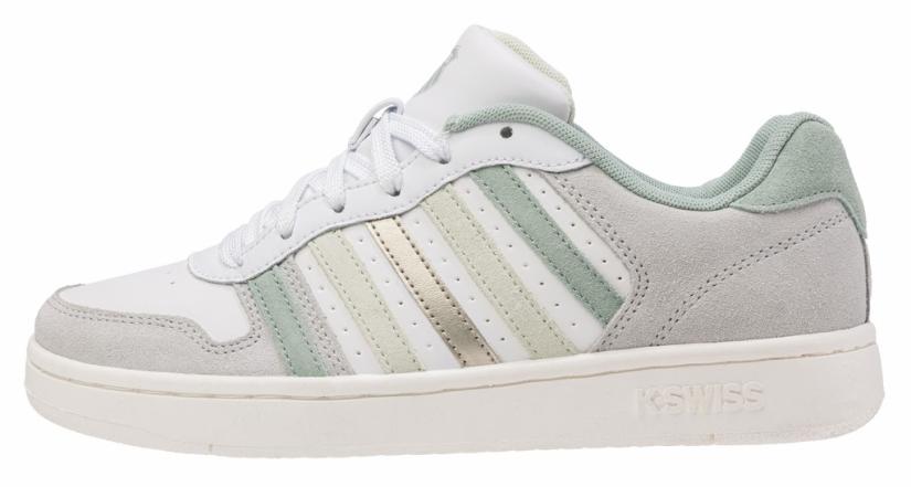 K-Swiss COURT PALISADES White-canary Green-frosty Green-champagne Gold | Kids Teens (8-16 Years)