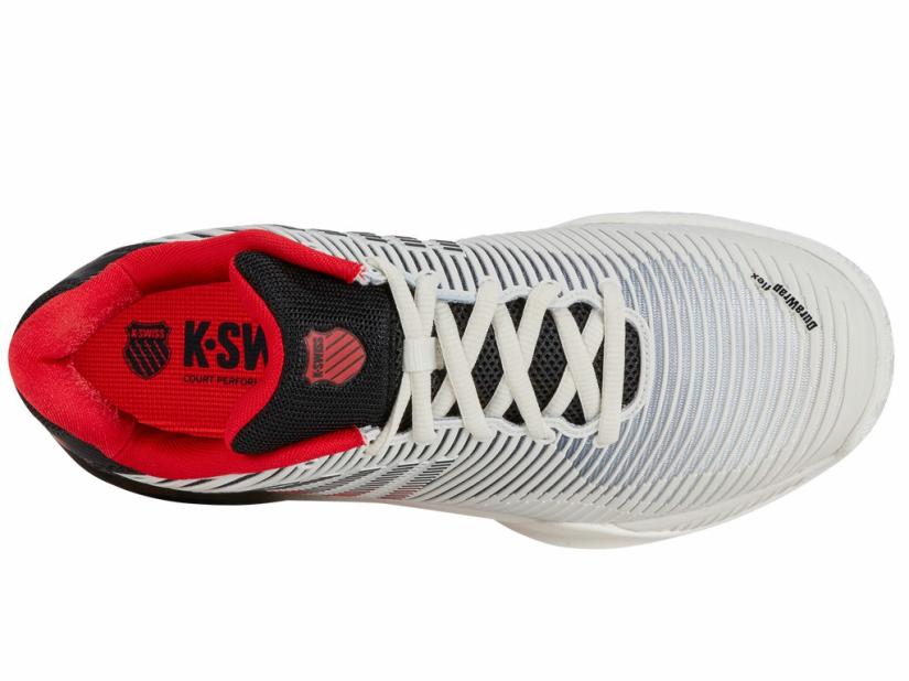 K-Swiss HYPERCOURT EXPRESS 2-2E Bright White/stretch Limo/high Risk Red | Men Wide Shoes