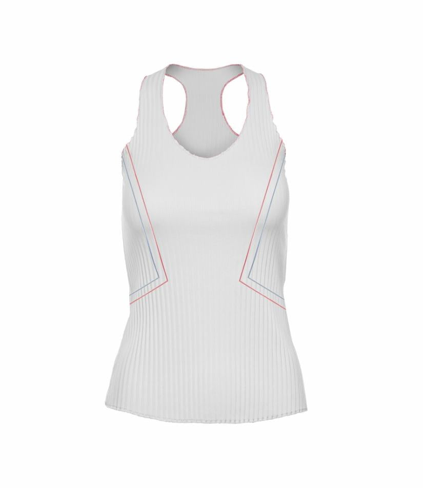 K-Swiss PLEATED V-NECK TANK White | Women Tennis