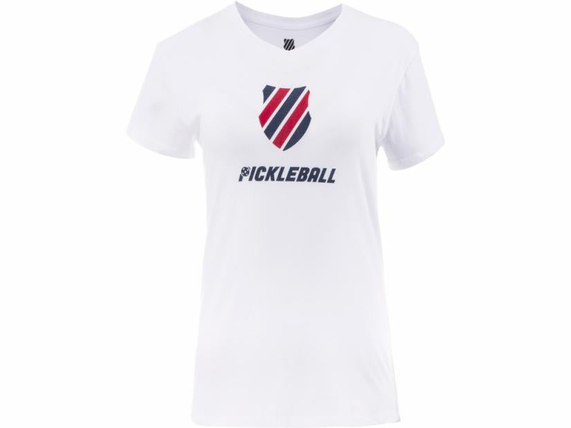 K-Swiss WOMENS PICKLEBALL T-SHIRT White/blue/red | Women T-Shirts &amp; Tops
